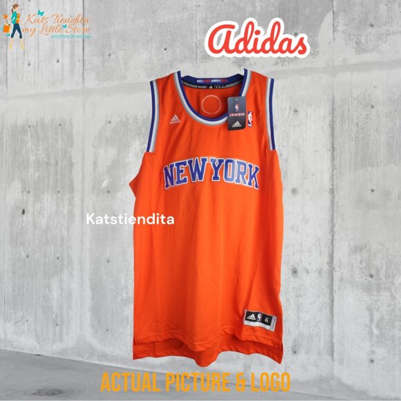 Adidas NBA Men's New York Knicks Swingman Jersey Sz XL 7912A Orange Blue Blank - Picture 1 of 16